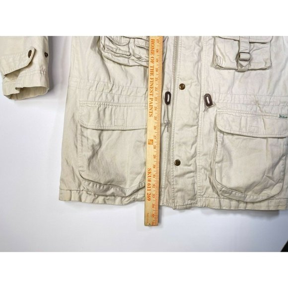 Vintage 90s Woolrich Beige Cotton Utility Work Jacket Mens Size Large Made in Ma - Picture 4 of 10